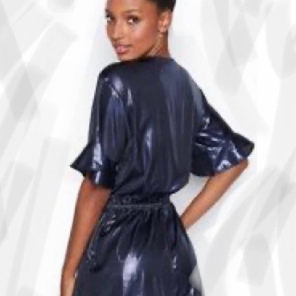Victoria’s Secret Romper SMALL NWT Blue Metallic Shorts Ruffle Sleeve Pajamas